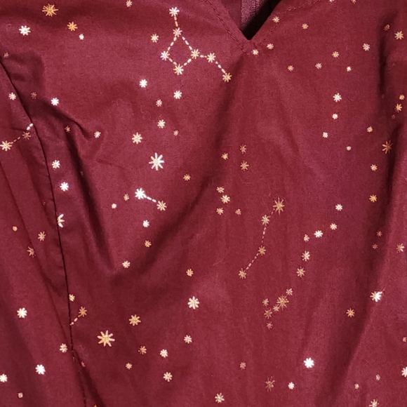 NWT ModCloth Gold Foil Maroon Solar System Constellation Sleeveless Dress 10 - Picture 2 of 16